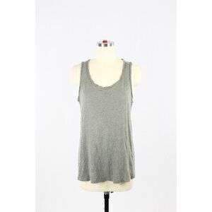 MAJESTIC FILATURES Olive Grey Linen Silk Relaxed Scoop Neck Tank Top, Size 1